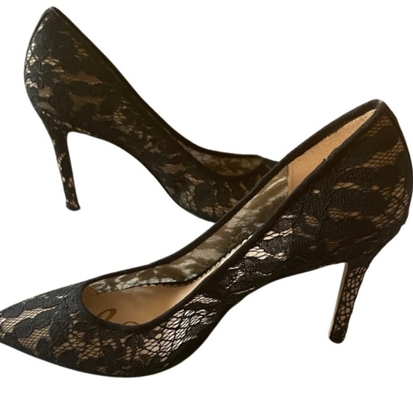 Black/Nude Lace Sam Edelman Hazel Heels size 9 - Picture 2 of 6